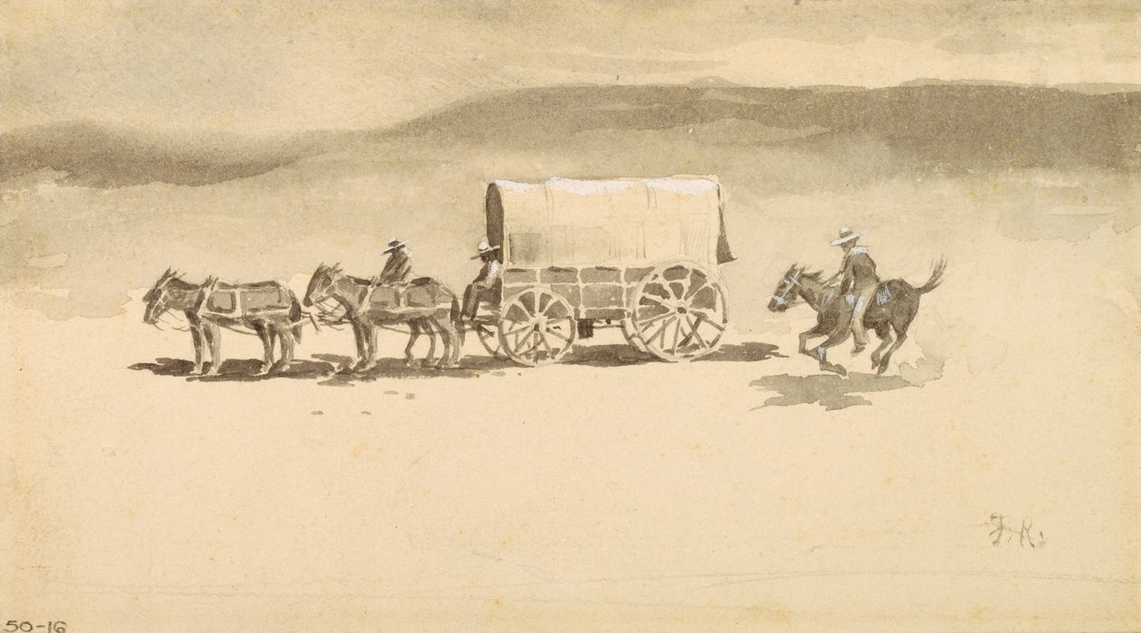 Uten tittel (vask tegning på papir) av Frederic Remington