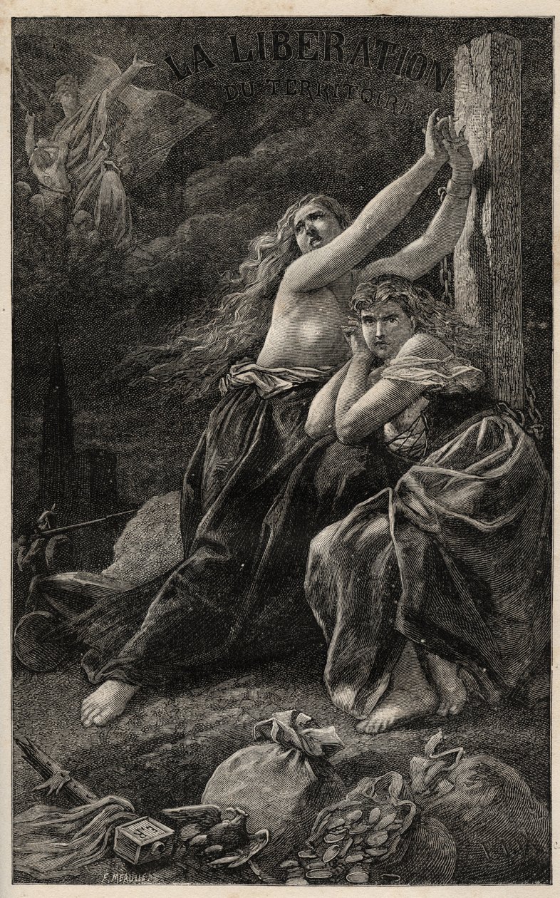 La liberation du territoire - Alsace et Lorraine - gravering av Frederic Theodore Lix i "The Year terrible" av Victor Hugo - 1874 - av Frederic Theodore (after) Lix