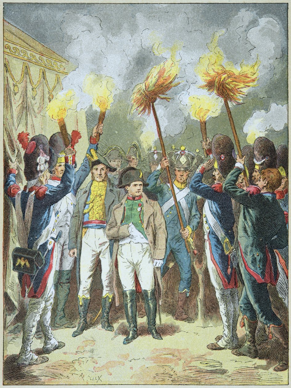 Keiser Napolon I hyllet av sine grynt like før slaget ved Austerlitz i 1805. av Frederic Theodore Lix