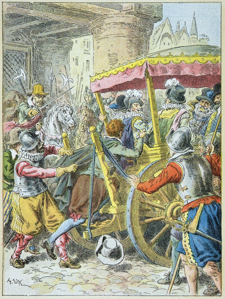 Mordet på kong Henri IV av Franois Ravaillac i Rue de la Ferronnerie Paris, 14. mai av Frederic Theodore Lix