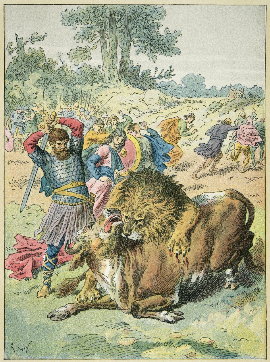 Pepin the Brief på Field of Mars terrasse løven av Frederic Theodore Lix