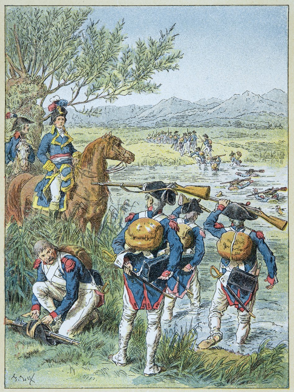 Andre slaget ved Zürich - Passasje av Lintz i 1799 av hæren til Massena av Frederic Theodore Lix
