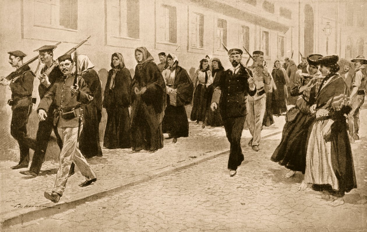 Nonner under republikansk beskyttelse under revolusjonen i 1910 i Portugal av Frederic de Haenen