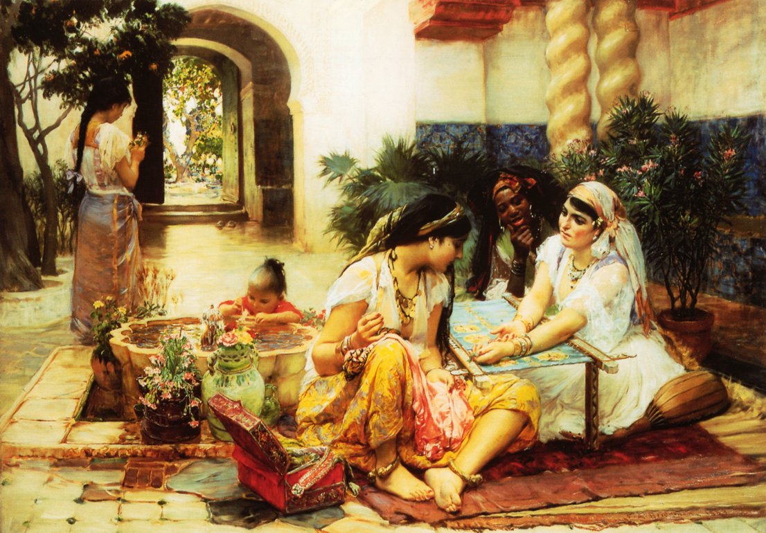 I en landsby El Biar Algerian av Frederick Arthur Bridgman