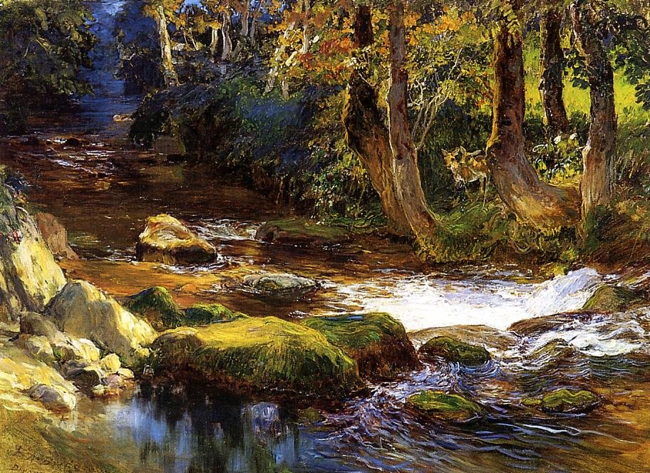 Elvelandskap med Deern av Frederick Arthur Bridgman