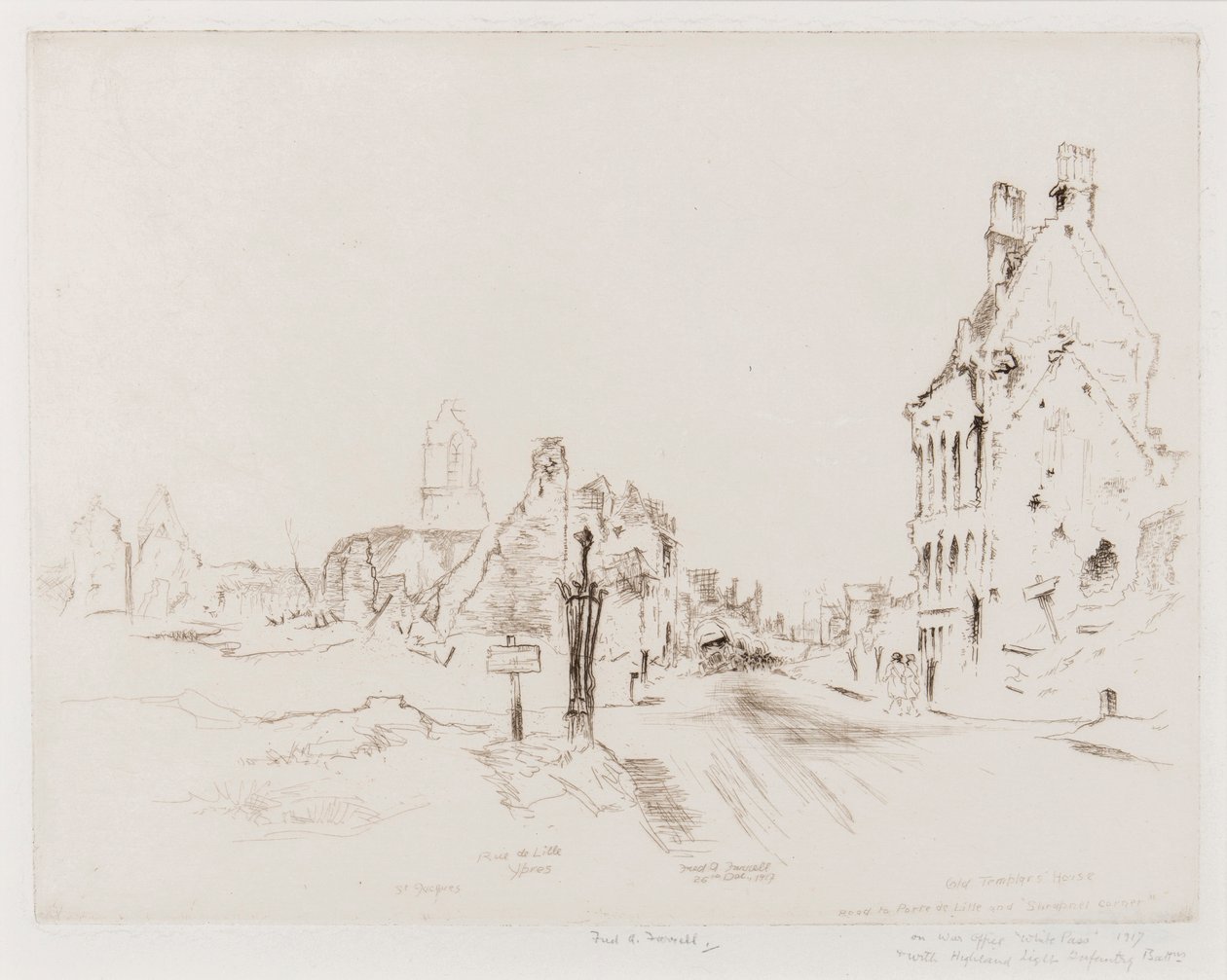 Ypres, 26. desember 1917 (tørrpunkt) av Frederick Arthur Farrell