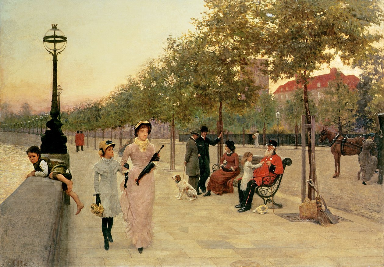 Gå langs Embankment ved Chelsea av Frederick Brown