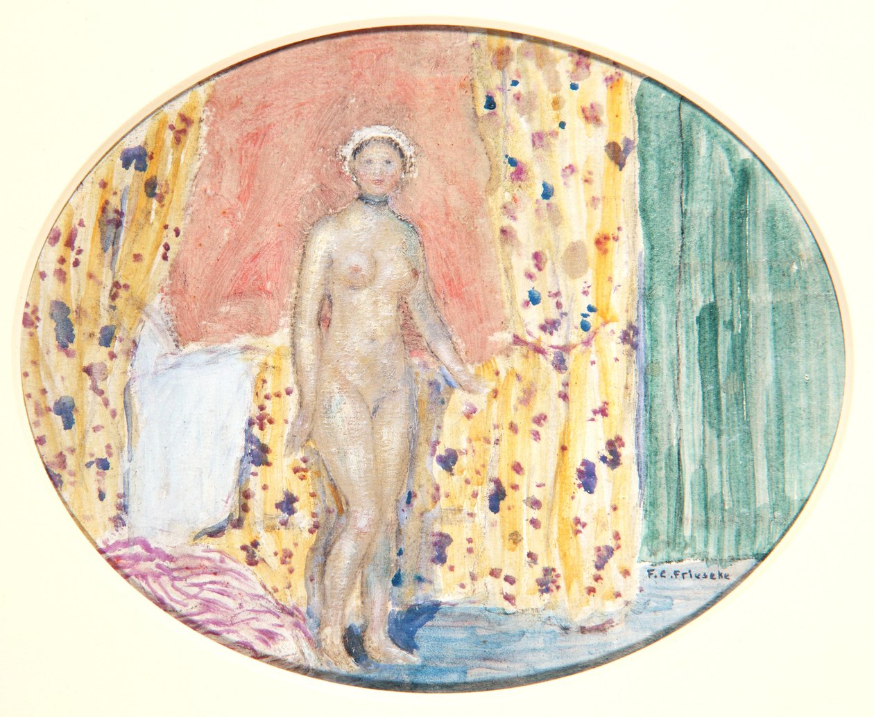 Naken, ca. 1915 (olje på papp) av Frederick Carl Frieseke