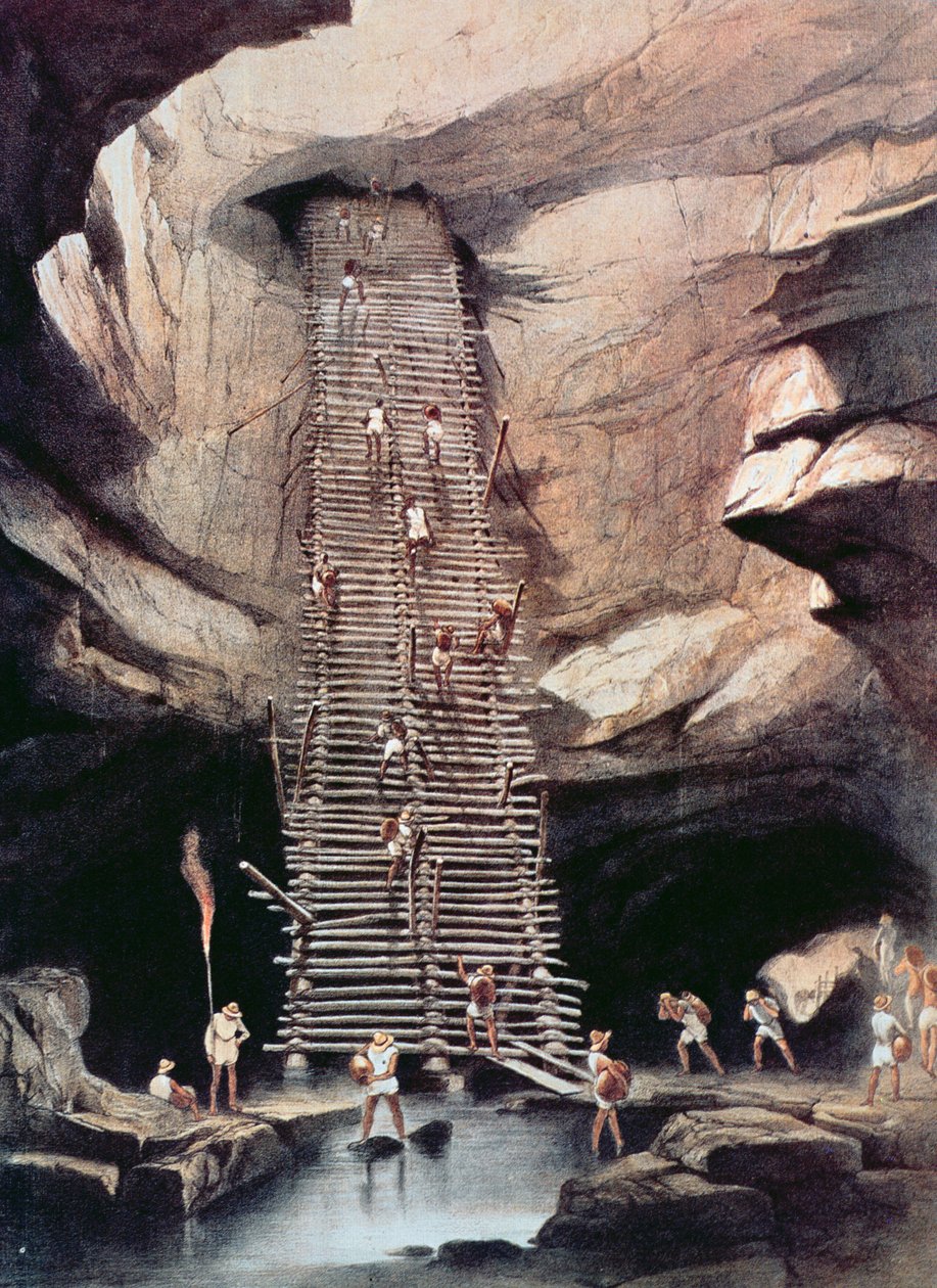 The Abyss of Bolonchen, delstaten Campeche, Mexico, 1844 (farget lito) av Frederick Catherwood