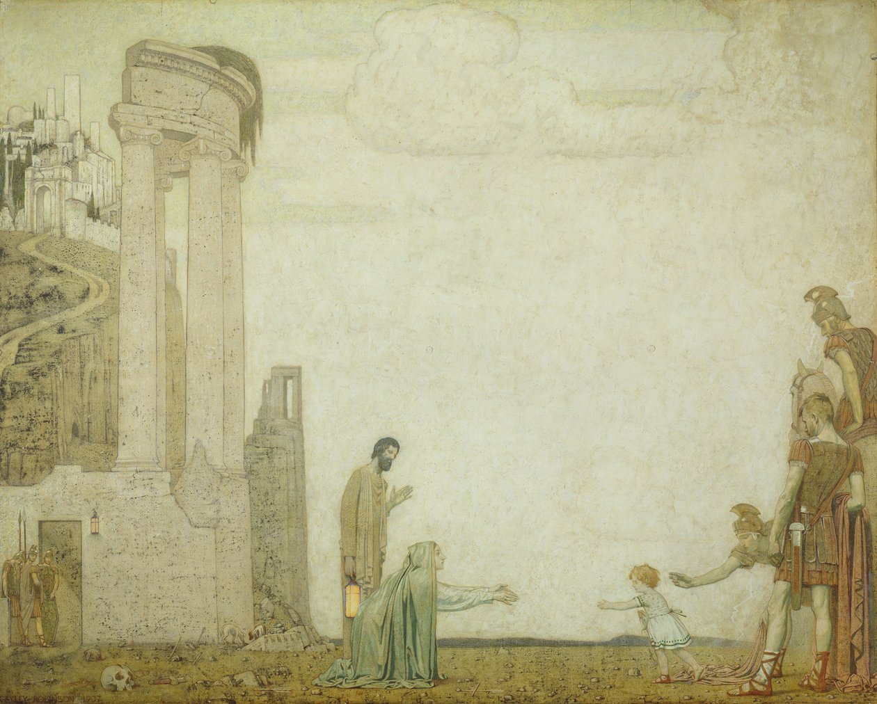 Dawn - Det lille barnet funnet, 1907 av Frederick Cayley Robinson