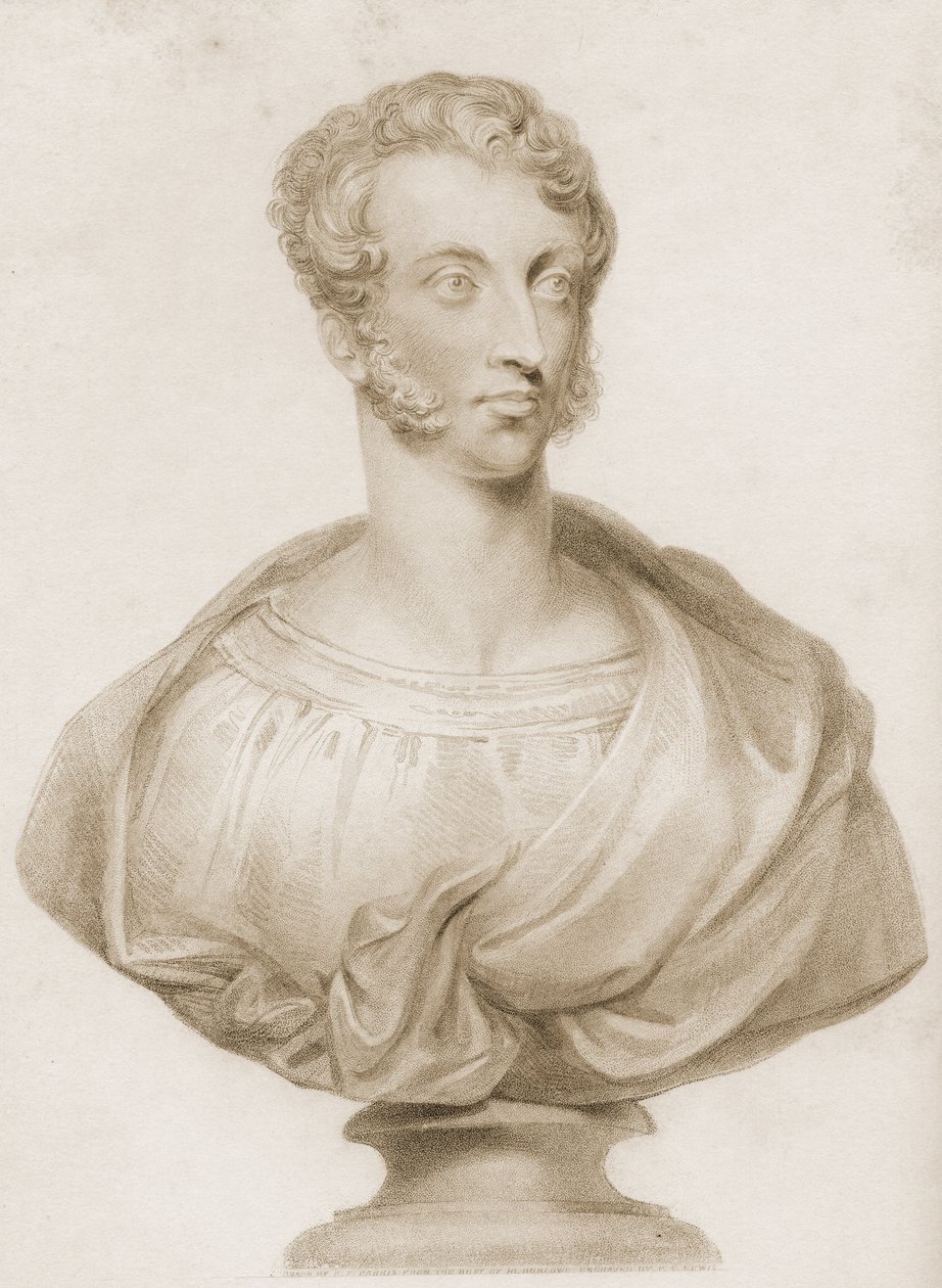 Byste av Edward George Bulwer-Lytton (1803-1873) illustrasjon fra hans bok 