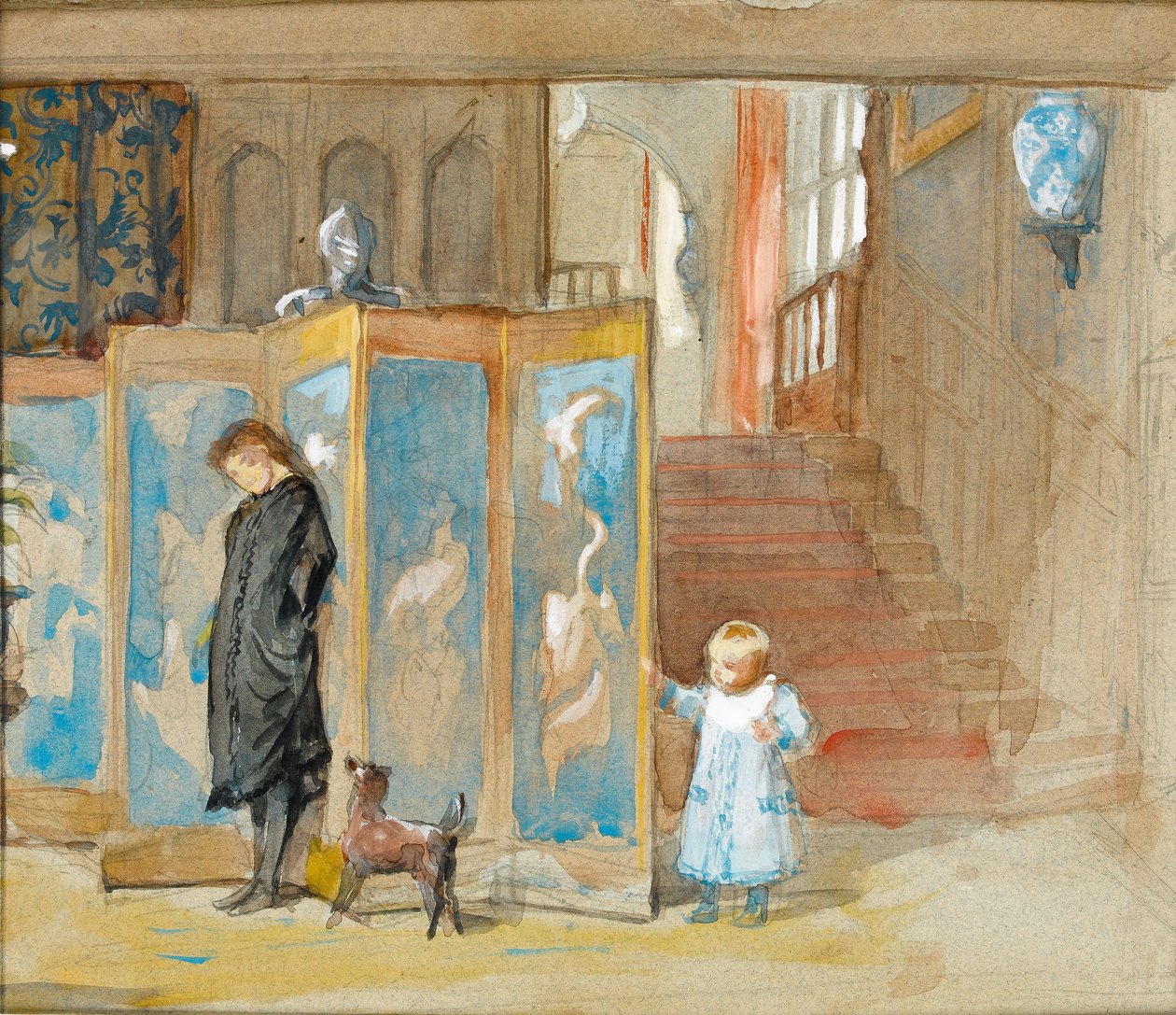 Study for a Portrait of Frederica with Screen, ca. 1878 (wc på papir) av Frederick Goodall