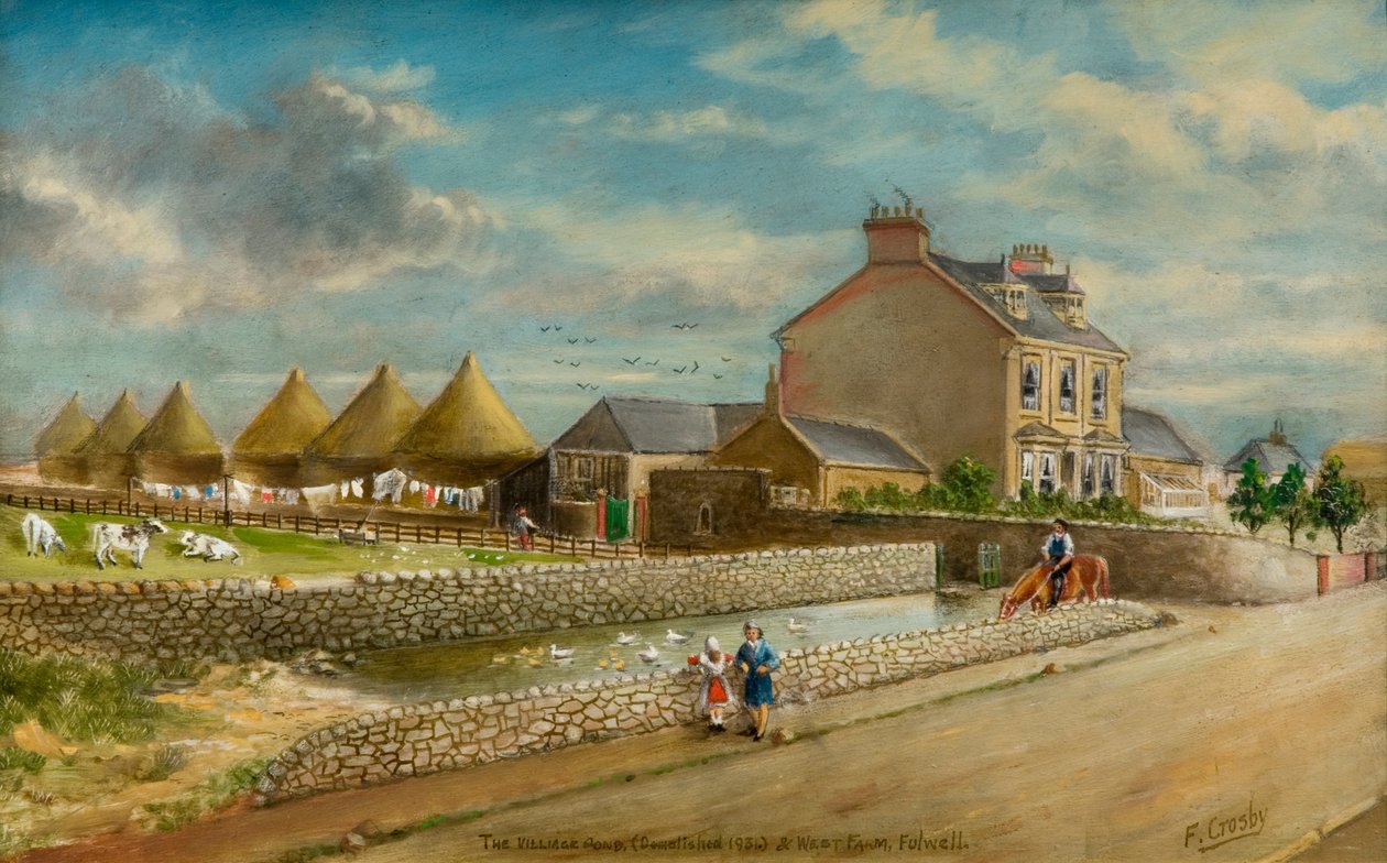 The Village Pond og West Farm, Fulwell av Frederick Gordon Crosby
