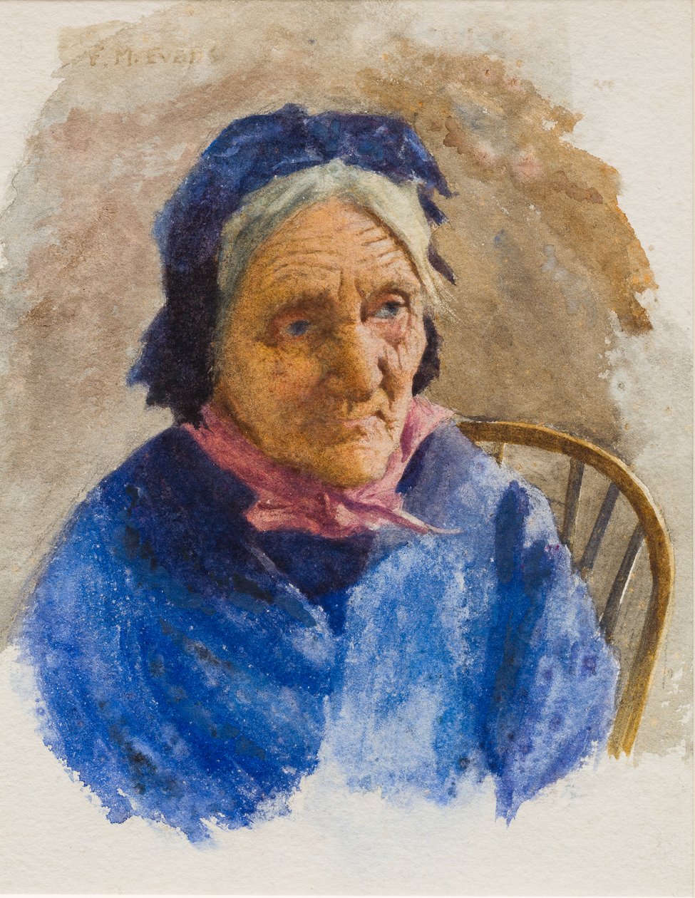 Old Fisherwoman (wc på papir) av Frederick James McNamara Evans