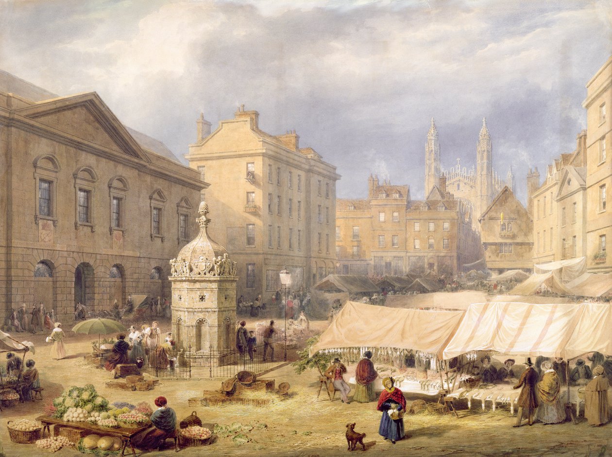 Cambridge Market Place, 1841 av Frederick Mackenzie