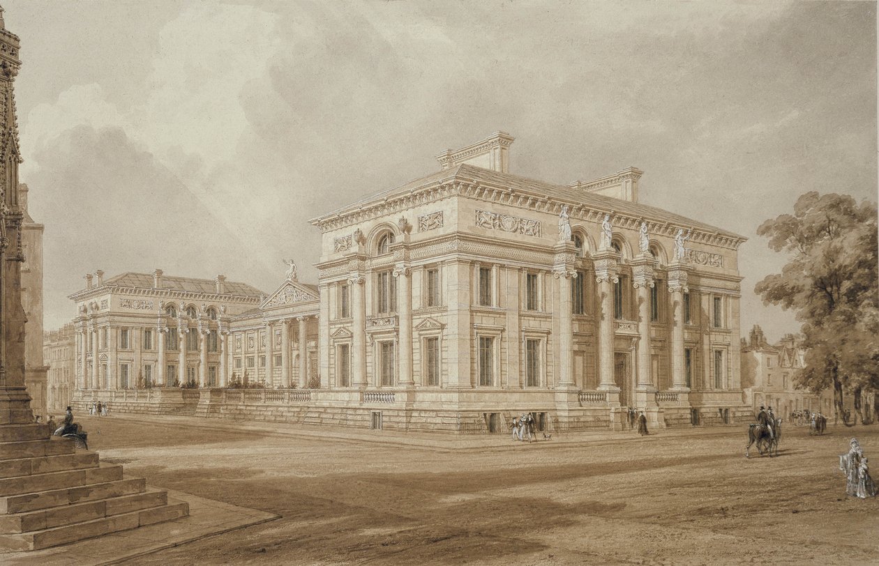South East View of the Taylor Building and University Galleries (akvarell med kroppsfarge over grafitt) av Frederick Mackenzie