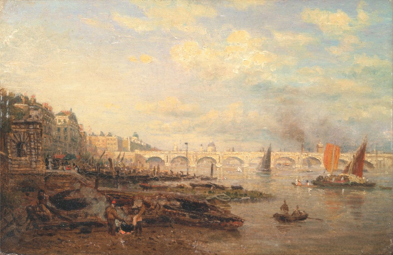 Themsen og Waterloo Bridge fra Somerset House av Frederick Nash