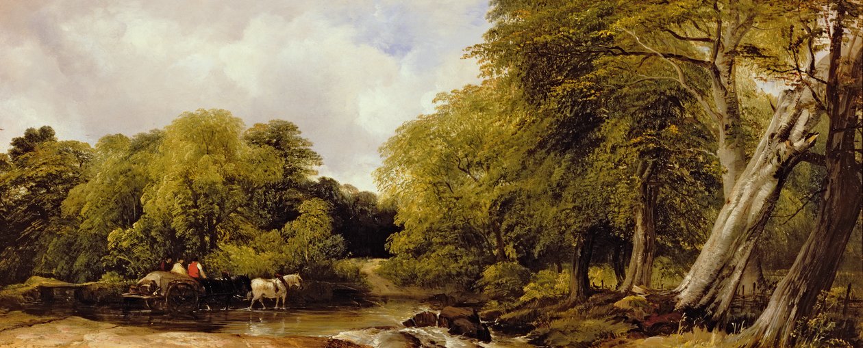 En skogaktig elvescene, 1850 av Frederick Richard Lee