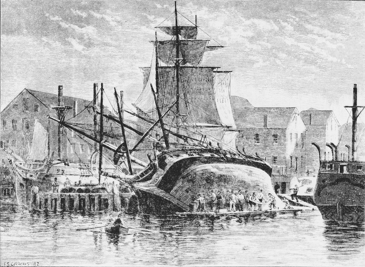 Hvalfangstskip i New Bedford, Massachusetts, 1882 (bw-bilde) av Frederick Swartwout Cozzens
