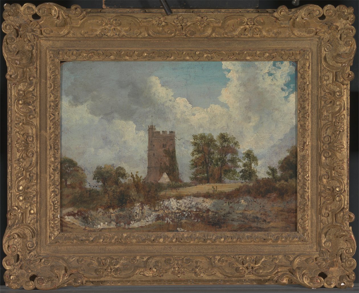 Landskap med en kirke av George Frederick Watts