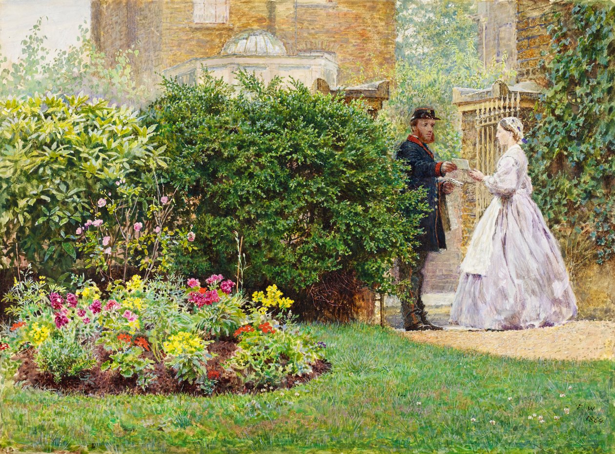 My Front Garden, 1864 (wc und gouache på papir) av Frederick Walker