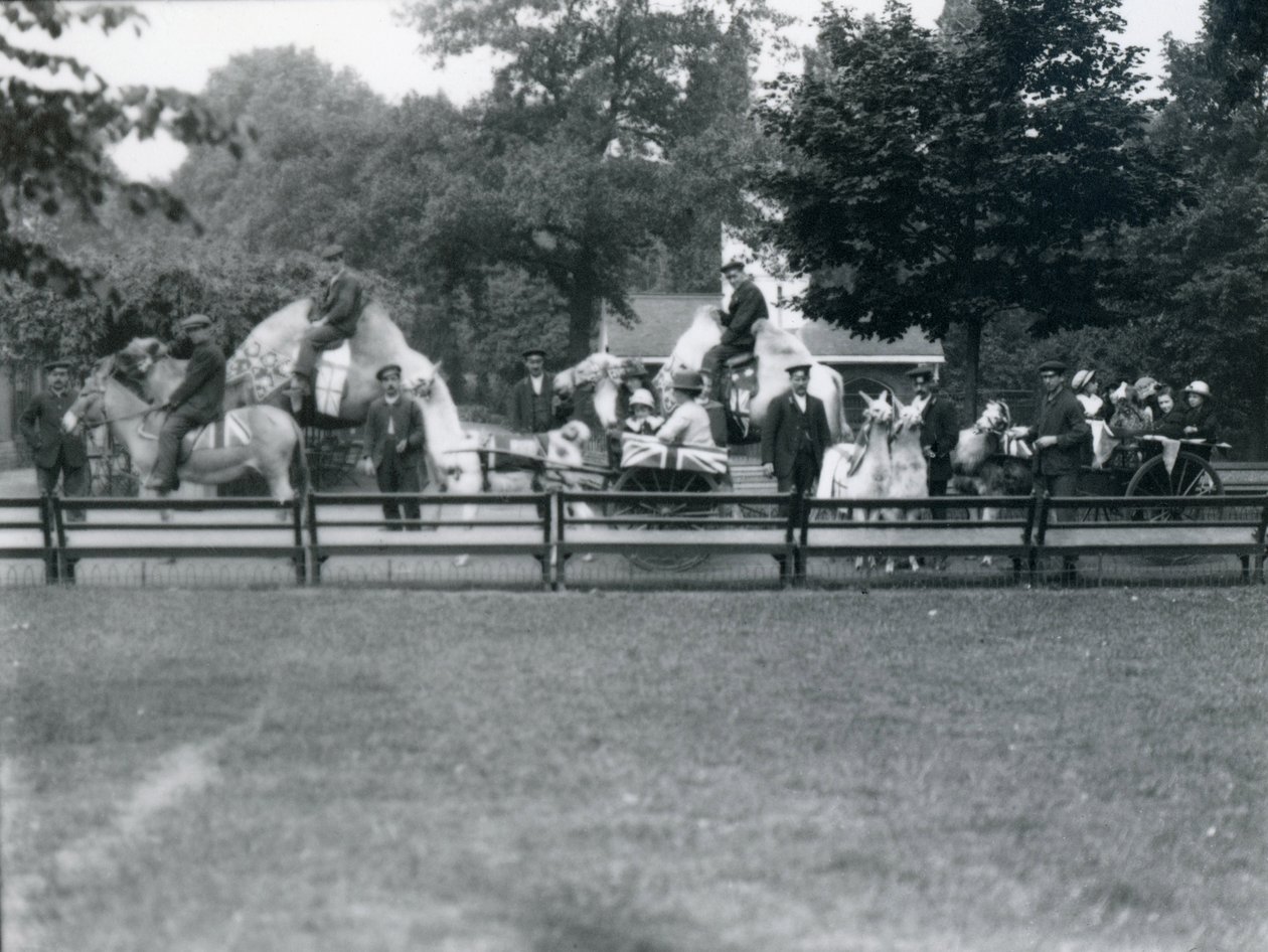 Ridedyr pyntet til feiringen av fredsdagen, 19. juli 1919 av Frederick William Bond