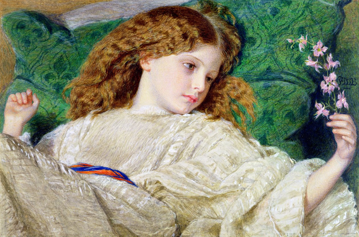 Dreams, ca. 1861 (wc, kroppsfarge og tyggegummi over grafitt på kort) (se 133888) av Frederick William Burton