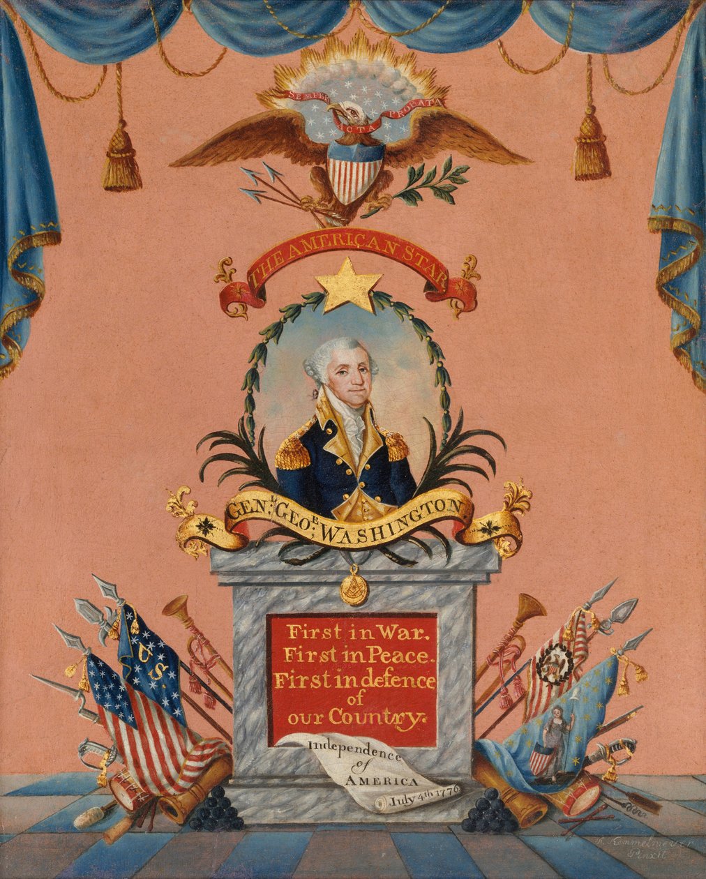 The American Star (George Washington), ca. 1803 (olje og bladgull på papir) av Frederick Kemmelmeyer