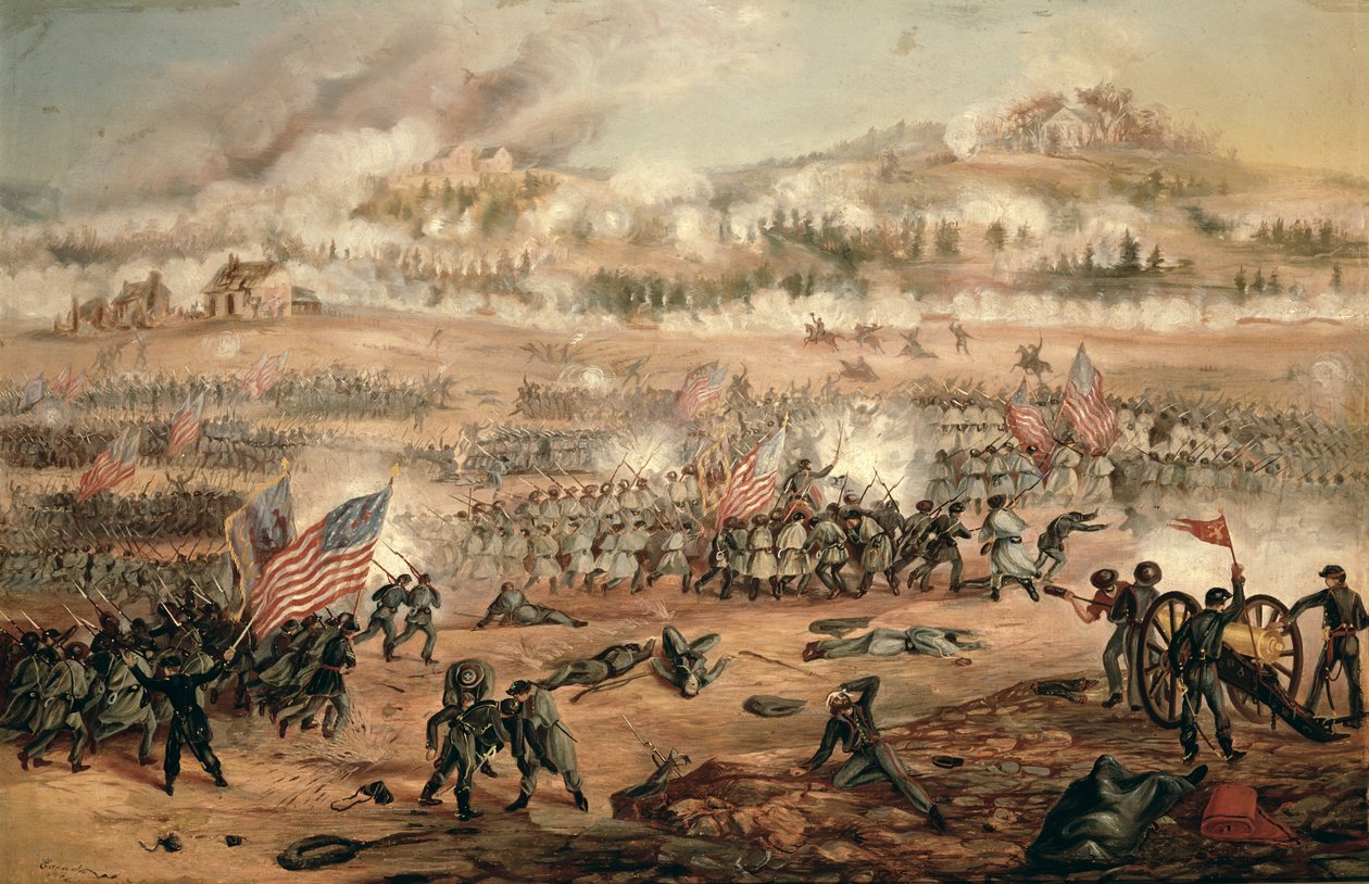 Unionens angrep på Marye's Heights under slaget ved Fredericksburg av Frederick (after) Carada