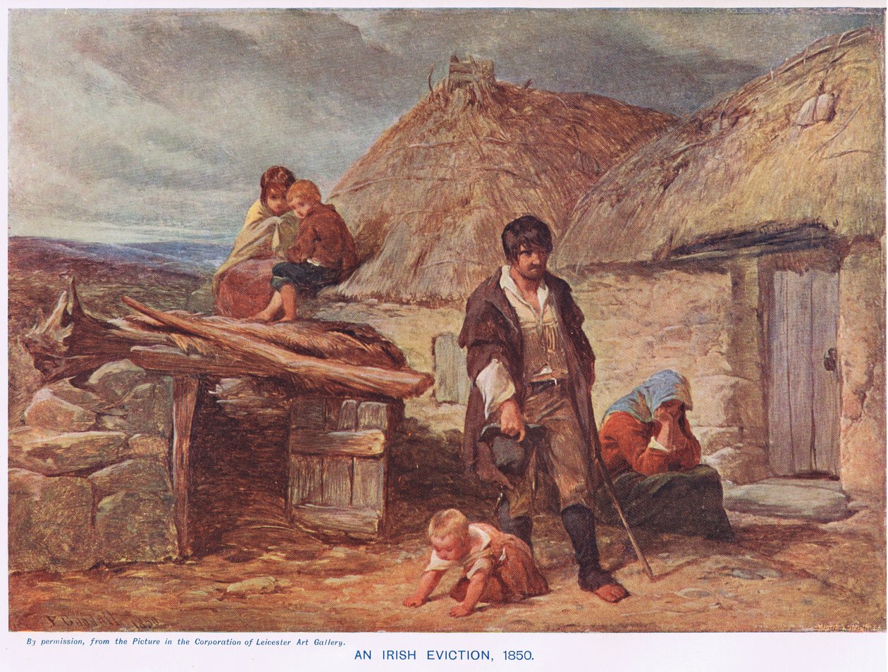 An Irish Eviction, illustrasjon fra Cassells 'Illustrated History of England', utgitt ca. 1910 (litho i farge) av Frederick (after) Goodall
