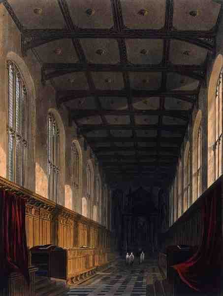 Interiør av Trinity College Chapel, Cambridge, fra 