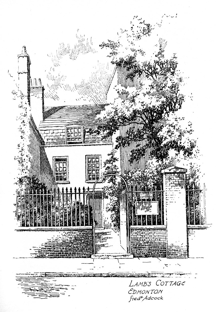 Charles Lambs hytte, Church Street, Edmonton, London, 1912 av Frederick Adcock