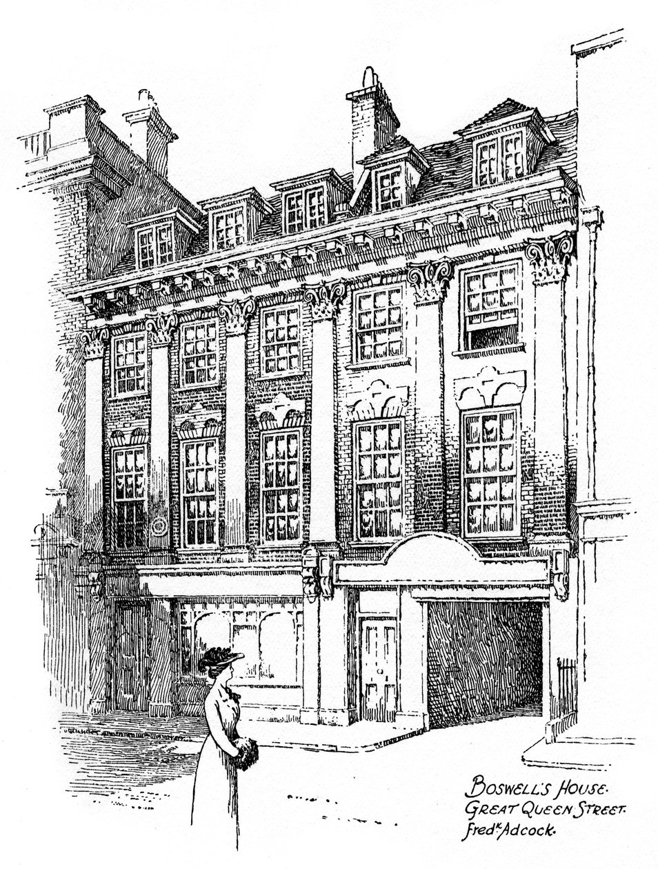 James Boswells hus, Great Queen Street, Covent Garden, London, 1912 av Frederick Adcock