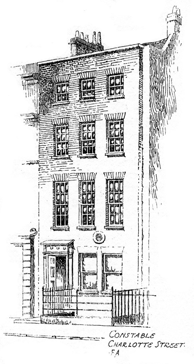 John Constables hus, Charlotte Street, Bloomsbury, London, 1912 av Frederick Adcock