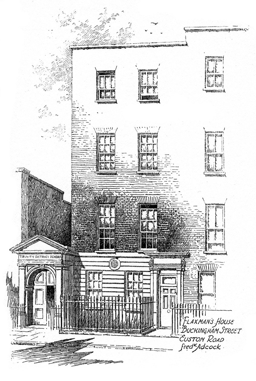 John Flaxmans hus, Buckingham Street, Euston Road, London, 1912 av Frederick Adcock