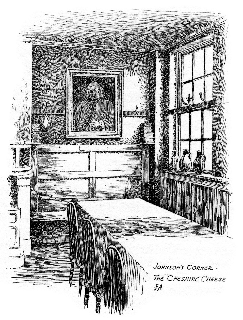 Johnsons Corner, Cheshire Cheese pub, City of London, 1912 av Frederick Adcock