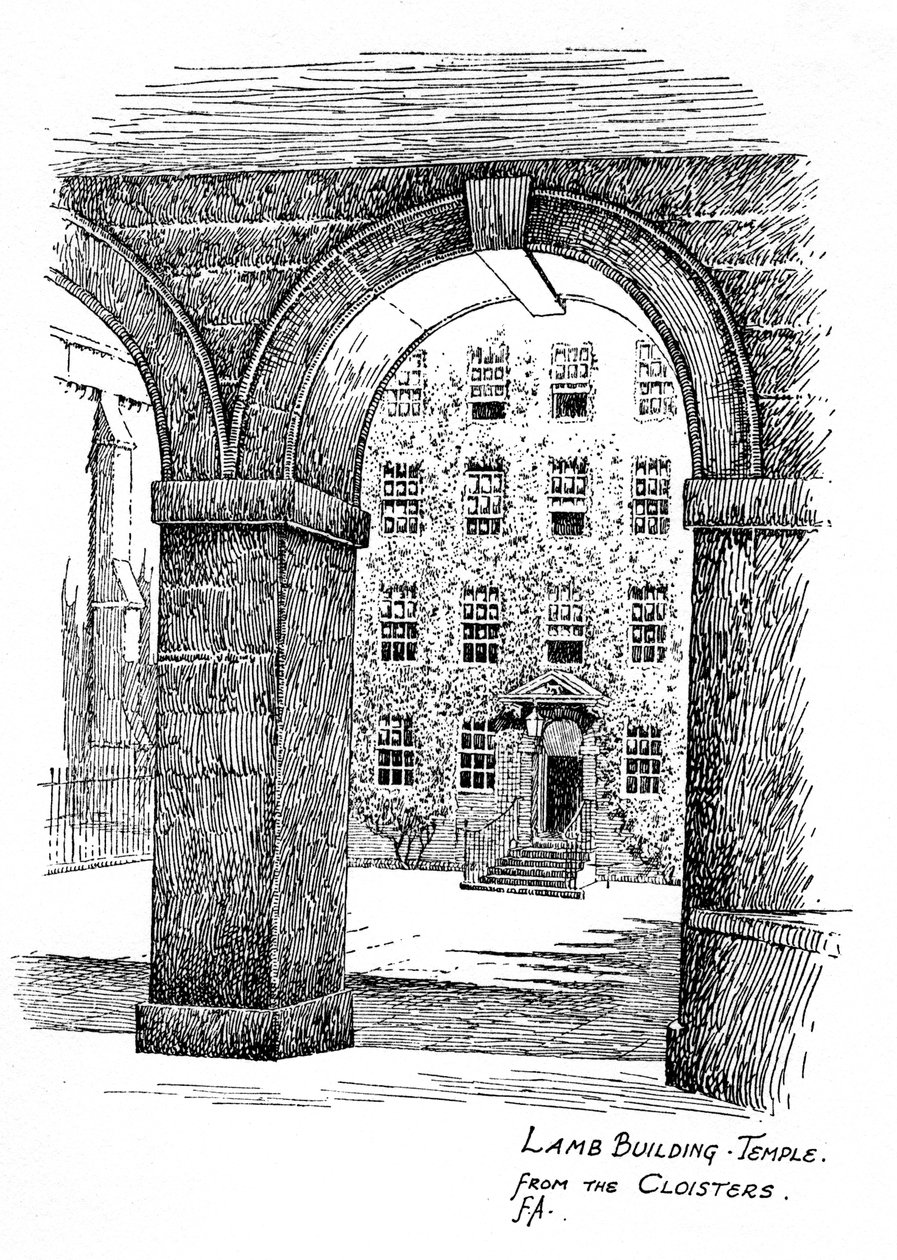 Lamb Building, Temple, fra klostrene, London, 1912 av Frederick Adcock