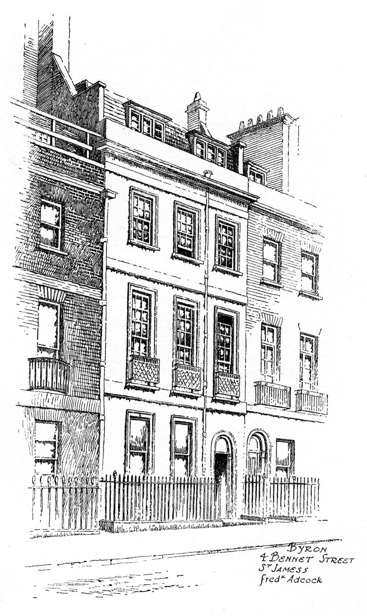 Lord Byrons hus, 4 Bennet Street, St James, London, 1912 av Frederick Adcock