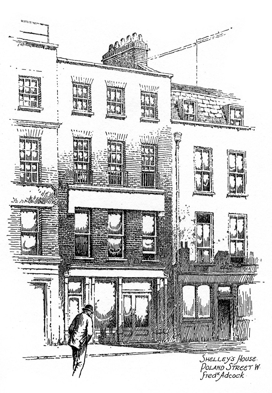 Percy Bysshe Shelleys hus, Poland Street, Borough of Westminster, London, 1912. av Frederick Adcock