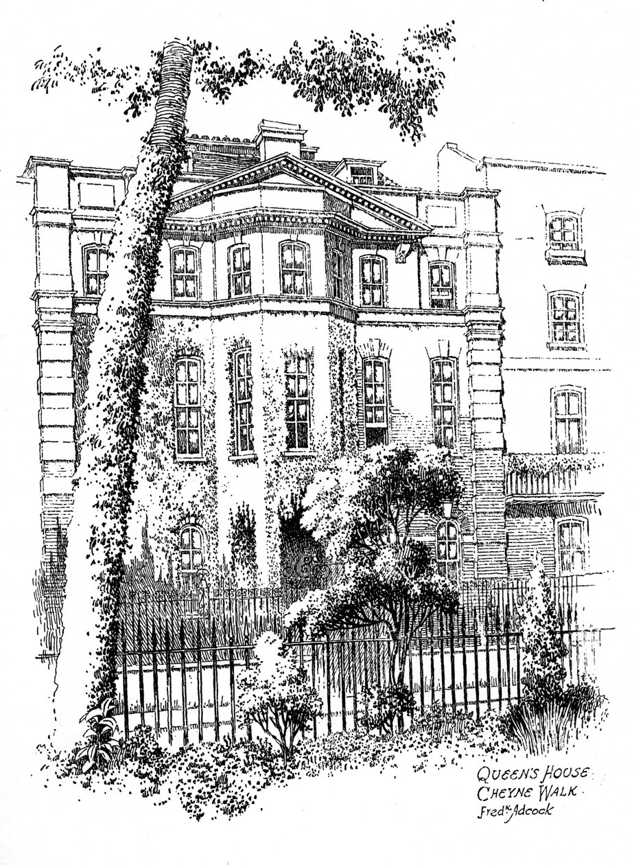Queens House, Cheyne Walk, Chelsea, London, 1912 av Frederick Adcock