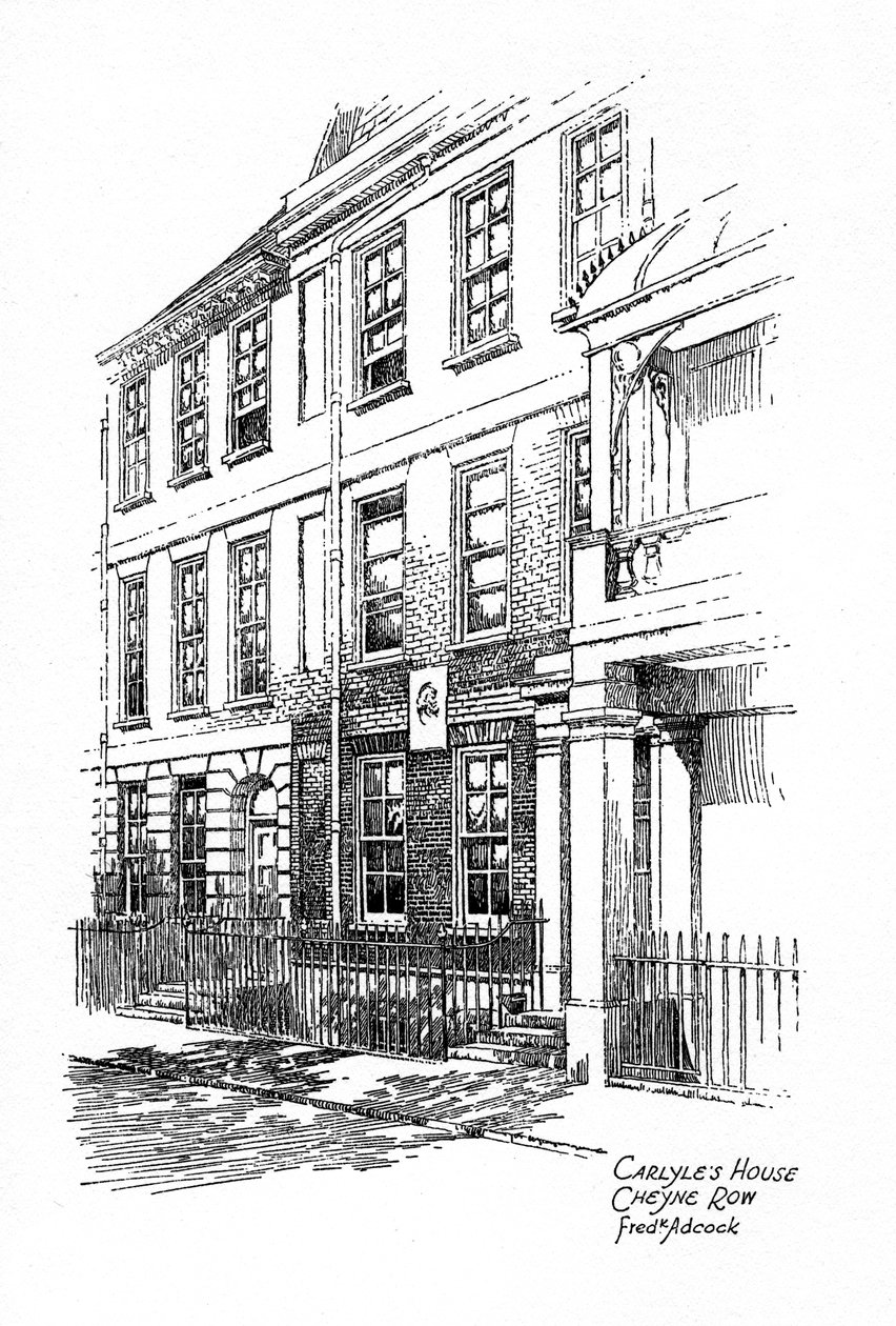 Thomas Carlyles hus, 24 Cheyne Row, Chelsea, London, 1912. av Frederick Adcock