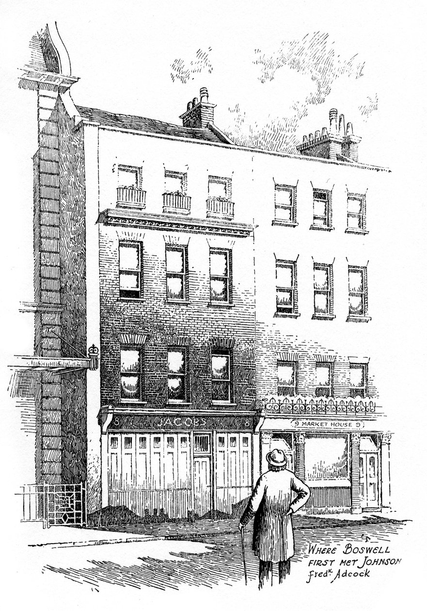 Der James Boswell først møtte Dr Johnson, London, 1912 av Frederick Adcock