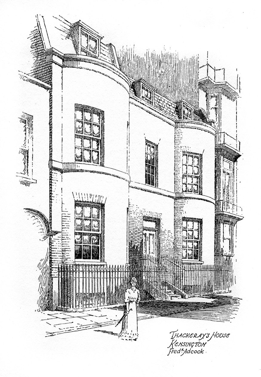 William Makepeace Thackerays hus, Kensington, London, 1912 av Frederick Adcock