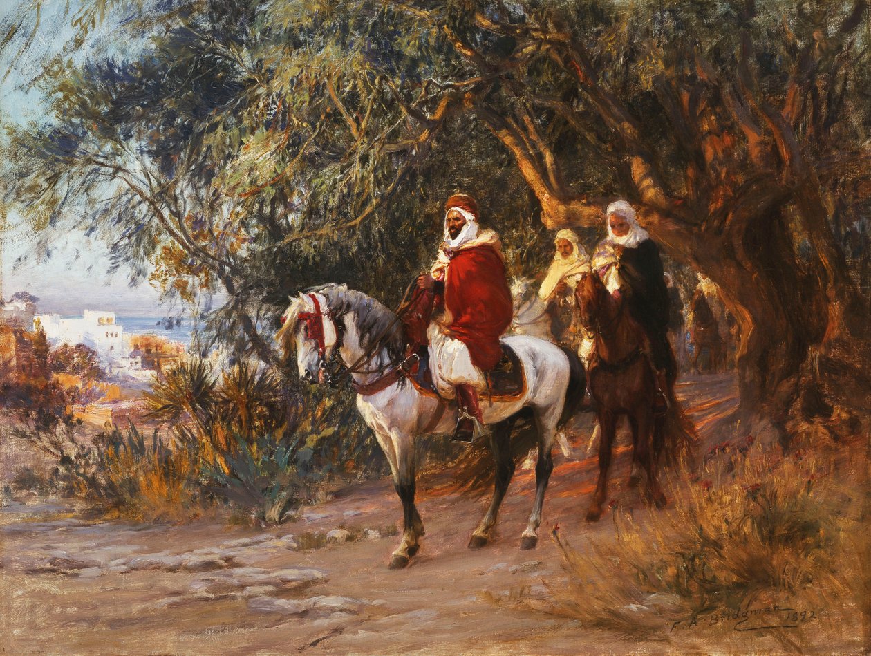 Arabere til hest, 1892 av Frederick Arthur Bridgman