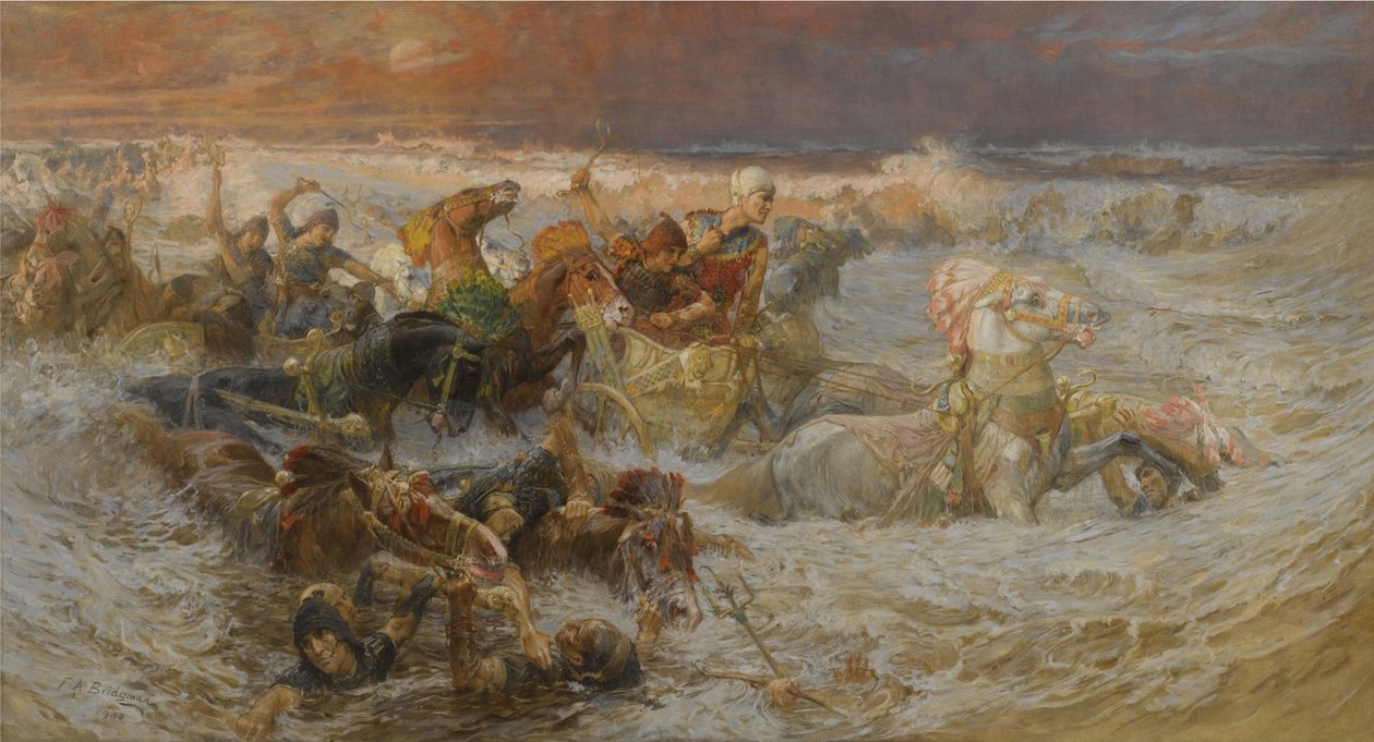 Faraos hær oppslukt av Rødehavet av Frederick Arthur Bridgman