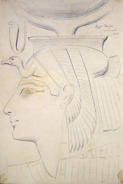 Studie av et relieff av en gudinne i tempelet til Seti I, Abydos av Frederick Arthur Bridgman