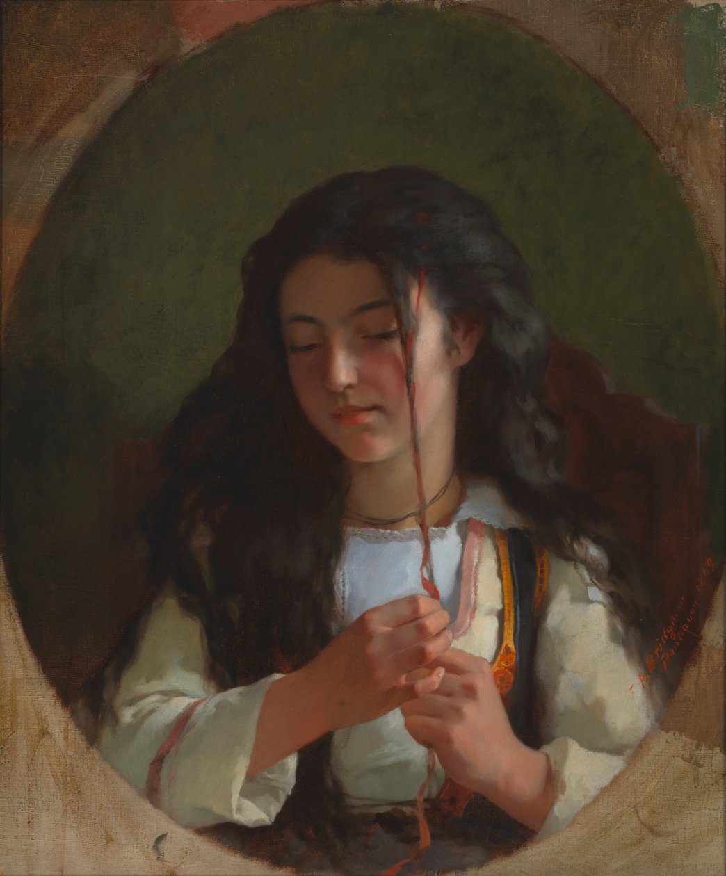 Studie av en ung jente, Pont Aven, 1869. av Frederick Arthur Bridgman