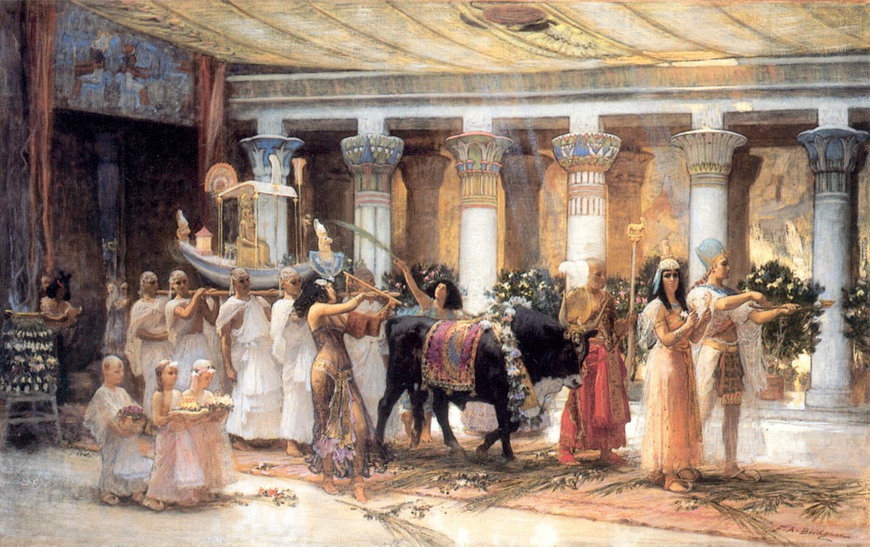 Procession of the Sacred Bull Apis, slutten av 1800- eller begynnelsen av 1900-tallet. av Frederick Arthur Bridgman