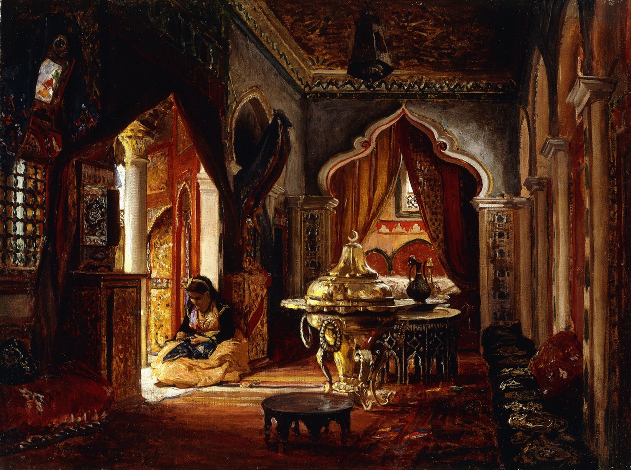 Innenfor Seraglio, 1879 av Frederick Arthur Bridgman