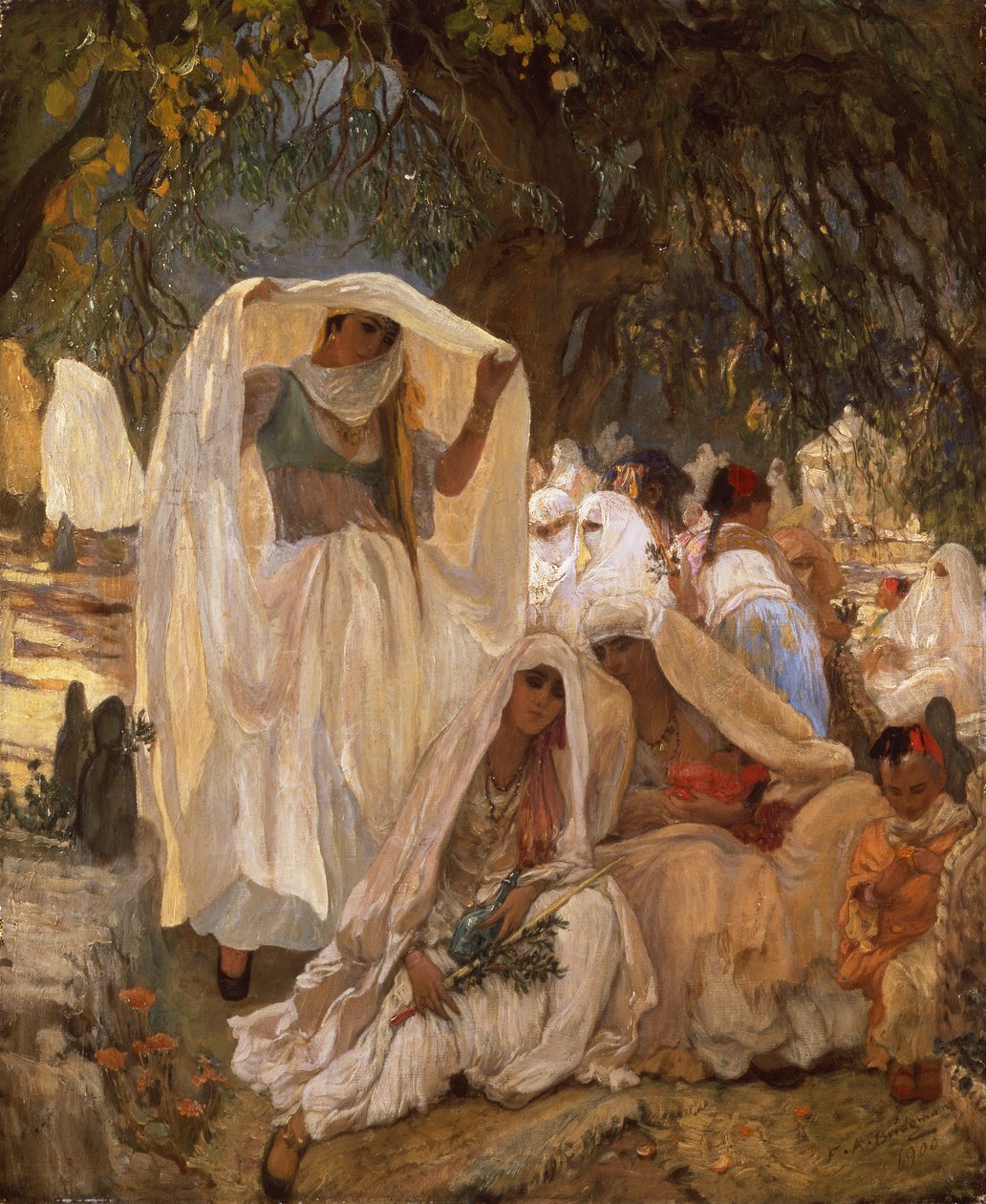 Kvinner fra Blidah på profetens dag, Algerie av Frederick Arthur Bridgman